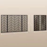 Osłona kominkowa, składana z 3 panelami, 135 x 85 cm, Czarna(m-3)