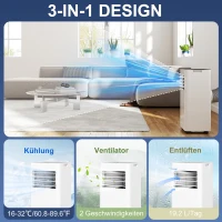 HOMCOM 3-in-1 Portable Air Conditioner 7000BTU, Cooling, Fan, Dehumidifier, Air Conditioning Unit with Sleep Mode, 24hr Timer, 2 Fan Speeds, Remote Control, Window Venting Kit for Rooms Up to 20㎡(m-4)