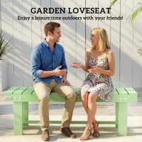 Outsunny Wooden Garden Bench, Backless Outdoor Loveseat with Slatted Seat, Light Green(m-4)