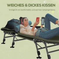 Outsunny Łóżko Polowe Mobilne z Regulacją Oparcia do 180 kg, na Zewnątrz, Oxford Zielony(m-5)