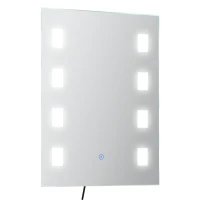 kleankin Espejo de Baño con Luz LED con Función de Antivaho Marco de Aluminio e Interruptor Táctil 70x50 cm Plata(m-10)