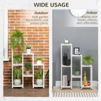 Stojak na rośliny Outsunny z 7 półkami, półka na rośliny, stojak na kwiaty, półka ogrodowa do salonu, narożnik, balkon, obciążenie do 2 kg (każdy poziom), biały 65 x 23 x 94,5 cm(m-6)