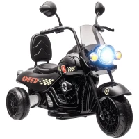 AIYAPLAY Electric Motorcycle for Kids, 3 Wheels 6V Battery Powered Motorbike Ride on Motorcycle with Headlights, Music, Reverse Forward, for Boys and Girls Aged 3-6 Years, Black(m-11)