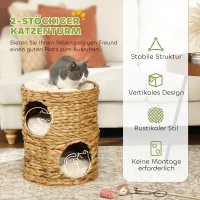 Kocia Tuba 50 cm, 2 kryjówki, drapak z poduszką(m-4)