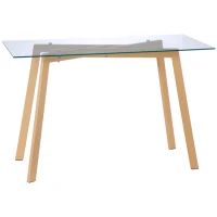 HOMCOM Stół jadalniany ze szkła, kuchenny, 120 x 60 cm, dla 4 osób, nowoczesny, z nogami ze stali, do jadalni, kuchni, małych przestrzeni, przezroczysty(m-10)