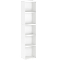 HOMCOM 5 Tier Bookshelf, Freestanding Bookcase with Adjustable Shelves, Display Storage Unit for Living Room, Bedroom, Study, 30W x 24D x 133.5H cm, White