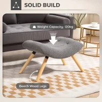 HOMCOM Taboret do siedzenia, podnóżek z tkaniny polaru berberyjskiego, obciążenie do 120 kg, do salonu, sypialni, 67 x 45 x 38 cm, Ciemnoszary(m-7)