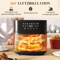 HOMCOM Frytkownica powietrzna 8L z 8 ustawieniami, minutnikiem 60 min, cyrkulacją gorącego powietrza 360°, 1700W, bez oleju, z ochroną przed przegrzaniem, wyświetlaczem LED, czarna(m-4)