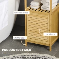 Szafka łazienkowa kleankin z otwartą półką, szafka boczna z zabezpieczeniem przed wywracaniem, szafka do przechowywania w łazience, bambus, naturalne drewno, 33 x 36,5 x 67 cm(m-6)