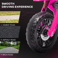 AIYAPLAY Elektryczny Motocykl dla Dzieci 12V z Kółkami Bocznymi, Pojazd dla Dzieci z Klaksonem i Dźwiękiem Startu, 3 km/h, Różowy(m-7)