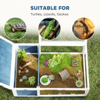 PawHut Domek dla żółwi z drewna, Terrarium z głównymi domkami, Składany wierzch, Zewnętrzna klatka dla gadów, Terrarium dla żółwi, gadów, jaszczurek, węży, Niebieski(m-7)