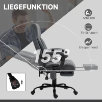 Vinsetto Fotel biurowy z funkcją masażu, Ergonomiczny Krzesło Biurowe z funkcją leżenia, Podgrzewaniem Lędźwiowym, Regulowaną Wysokością, Komputerowe z Podnóżkiem, Obrotowe, Ciemnoszary(m-6)
