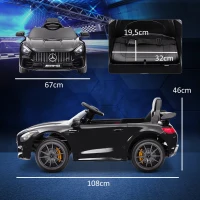 AIYAPLAY Mercedes-Benz AMG GTR Licensed 12V Kids Ride on Car, Battery Powered Kids Electric Car with Remote Control, Soft Start, LED Lights, Music Horn, 3 Speeds, for Ages 3-6 Years, Black(m-3)
