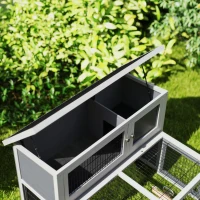 Klatka dla królików PawHut, 2 poziomy, składany dach, szara(m-8)