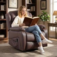 HOMCOM Verstellbarer Relaxsessel mit 8 Massagepunkten, Heizfunktion und Fußstütze, 87x97X100 cm, Braun(m-2)