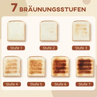 Zestaw HOMCOM: Czajnik i Toster, 1,7 litra, 2200W, Termostat Strix, Filtr, Toster na 4 kromki, 7 stopni opiekania, Pojemnik na okruchy, Kremowy+Srebrny(m-6)