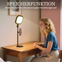 HOMCOM LED Desk Lamp, Dimmable Table Lamp with Phone Holder, 5 Colour Modes & 10 Brightness Levels, Memory Function, Adjustable Desk Light for Home Office, Bedroom, Study, Black(m-6)