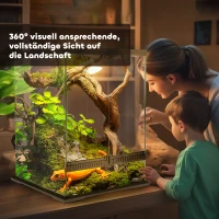 PawHut Terrarium dla gadów z funkcją zabezpieczenia przed ucieczką, Wentylacja, 120L Terrarium szklane z zarządzaniem kablami, dla amfibii pająka, Metal, Czarny, 45 x 45 x 60 cm(m-5)