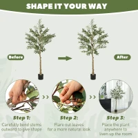 HOMCOM 5ft/ 150cm Decorative Artificial Plant, Silk Olive Tree with 720 Leaves and 32 Olive Fruits in Pot, Fake Plant for Home, Office, Living Room, Indoor Decor(m-6)