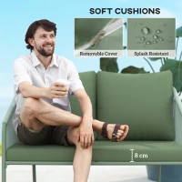 Sofa ogrodowe 2-osobowe z poduszkami, rattan, balkon(m-6)