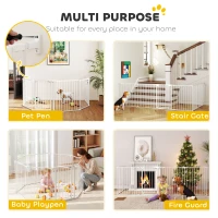 PawHut Wybieg dla szczeniąt, 6-częściowy z drzwiami, składany, 61x75 cm, dla dzieci, małych i średnich psów, biały(m-4)