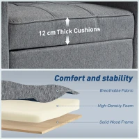 HOMCOM 3-in-1 Single Sofa Bed, Convertible Sleeper Chair Bed - Dark Grey(m-7)