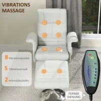 Fotel masujący z podnóżkiem, funkcja leżenia, kremowy(m-4)