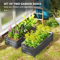 Outsunny Set of Two 110 x 50cm Steel Planter Boxes -  Light Grey(m-4)