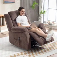 HOMCOM Fotel masujący, 8 punktów wibracyjnych, 5 trybów, ogrzewanie lędźwiowe, regulowany, obrotowy, tapicerowany fotel, brązowy(m-2)