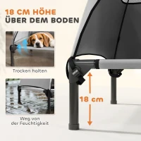 PawHut Elevated Dog Bed with Removable Canopy, Pet Bed with Storage Bag for Indoor Outdoor, for Medium Large Dogs, 91 x 76 x 90 cm, Light Grey(m-5)