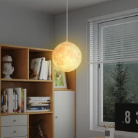 Lampa wisząca 3D Księżyc, sterowanie APP, muzyka, kremowa(m-9)