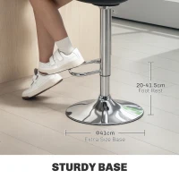 Hokery HOMCOM, krzesła barowe, krzesła obrotowe, komplet 2 z oparciem, nowoczesny design, regulacja wysokości sztuczna skóra+stal, biały, 40 x 42 x 82-104 cm(m-7)