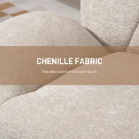 Fotel HOMCOM, Obrotowy o 360°, Lounge z Szerokim Siedziskiem, Zintegrowane Podłokietniki, Gruba Tapicerka, Fotel Relaksacyjny z Chenille, z Krzyżującymi się Nogami ze Stali, do Salonu, Kremowy(m-6)