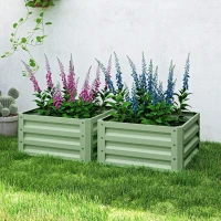 Outsunny Set of Two 60 x 60cm Steel Planter Boxes - Light Green(m-7)