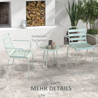 Outsunny 3-częściowy zestaw mebli ogrodowych Bistro z 1 stolikiem, 2 składanymi krzesłami, zestaw na balkon, grupa wypoczynkowa na balkon, taras, stal, zielony(m-6)