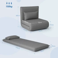 Sofa 3 w 1 HOMCOM, rozkładane, tapicerowane, ciemnoszare(m-3)