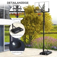 SPORTNOW Stojak do Koszykówki 295-365 cm Regulowany, Zestaw Koszykarski z Podstawą na Kółkach, do Zewnątrz, Stalowy(m-9)