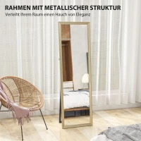 HOMCOM Lustro pełnej długości 160 x 50 cm Prostokątne, stojące z metalicznym wykończeniem, Lustro ścienne do oparcia, stojące, duże lustro dla przedpokoju, salonu, sypialni, Złote(m-6)