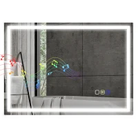 HOMCOM Oglindă Baie Antiaburire cu Lumină LED și Difuzor Bluetooth 50x70 cm(m-10)