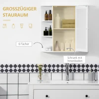 HOMCOM Szafka z Lustrem do Łazienki, Szafka wisząca, Szafka z 8 półkami, Praktyczna Szafka do Łazienki, Biała 66 x 17 x 63 cm(m-5)