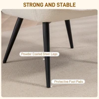 HOMCOM Fotel z uszami, wyściełany, z podłokietnikami, nogi metalowe, nowoczesny styl, fotel do salonu, sypialni, kolor kremowy(m-5)