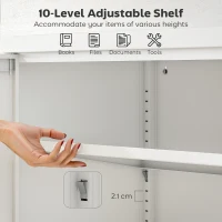 HOMCOM Szafka na dokumenty Biurowa Zamykana Wielofunkcyjna Szafka z Szufladą, 2 Drzwiami, Regulowanymi Półkami, Biała(m-4)