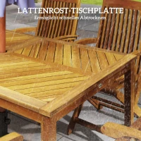 Outsunny Garden Table with Parasol Hole for 6 Person, Acacia Wood Rectangle Outdoor Dining Table with Slatted Tabletop for Patio, Balcony, 150 x 85 x 75 cm, naturalne drewno(m-6)