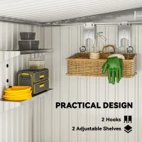 Outsunny Metalowy Schowek Ogrodowy 2,81 m² 154x206,5x181 cm z Pultdachem, Fundamentem, Drzwiami Przesuwnymi, Odporny na Warunki Atmosferyczne, Jasnoszary(m-5)