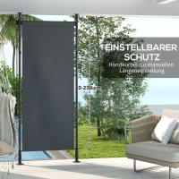 Outsunny Markiza pionowa z osłoną przeciwsłoneczną, roleta balkonowa 120 x 220-310cm, osłona balkonu z korbowym mechanizmem, odporna na warunki atmosferyczne, osłona ogrodowa, poliester, ciemnoszary(m-5)