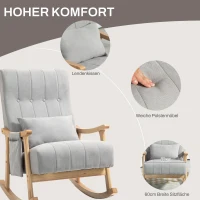 HOMCOM Rocking Chair with Side Pocket and Lumbar Pillow, Upholstered Relaxing Accent Armchair with Solid Wood Legs for Living Room Bedroom Nursery, Grey(m-5)