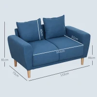 Sofa dwuosobowe z 2 poduszkami, głębokie siedziska 51 cm(m-3)