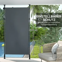 Outsunny Markiza Pionowa z Ochroną Przed Słońcem, Roleta Balkonowa 150 x 220-310cm, Zasłona Balkonowa z Korbką, Odporna na Pogodę, Ochrona Prywatności do Ogrodu, Poliester, Ciemnoszary(m-5)