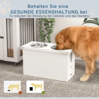 Podwyższona miska dla psa PawHut, regulowana, z podstawą, Biała(m-6)