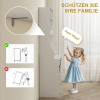 HOMCOM Szafka kuchenna, wysoka szafka z blatem roboczym, bufet z drzwiami przesuwnymi, 3 szuflady, regulowane półki, szafka do przechowywania dla kuchni jadalni 93,5x40x180 cm Biała(m-6)